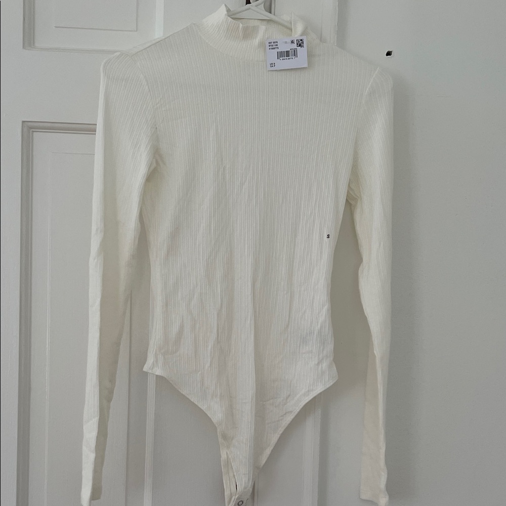 American Eagle Outfitters Cream Ribbed Bodysuit